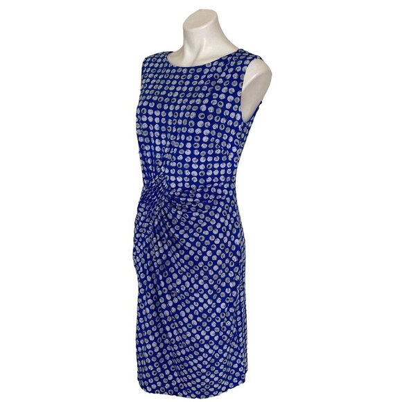 Adrianna Papell Front Twisted Ruched Sheath Dress, Blue Multi Women’s Size 10 - Picture 7 of 10